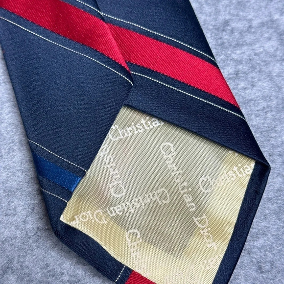 Christian Dior Vintage Blue/Red Diagonal Stripe Tie.   Sz: O/S - Picture 6 of 7
